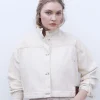 Adolfo Dominguez Vêtement D'Extérieur*Blouson En Jean A Col Cheminee Ecru