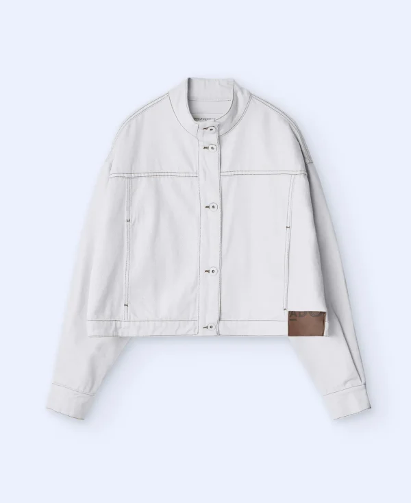 Adolfo Dominguez Vêtement D'Extérieur*Blouson En Jean A Col Cheminee Ecru