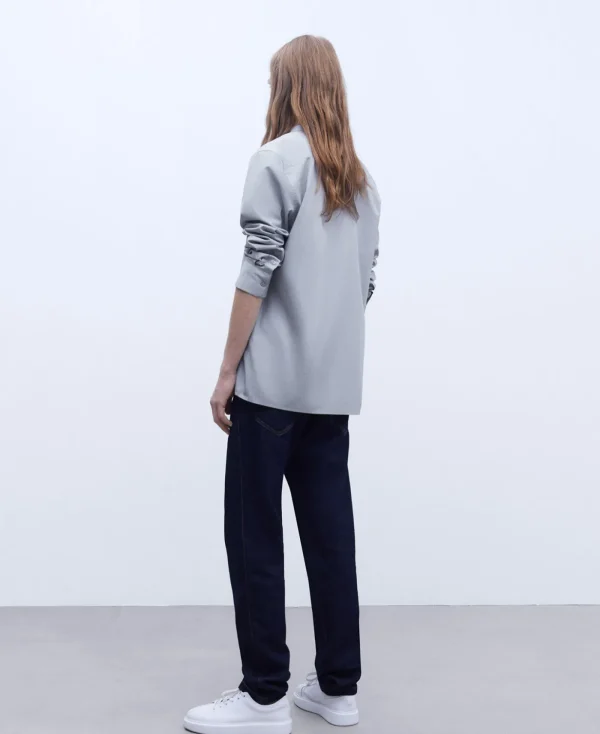 Adolfo Dominguez Chemises*Chemise A Col Mao En Coton Biologique Gris Clair