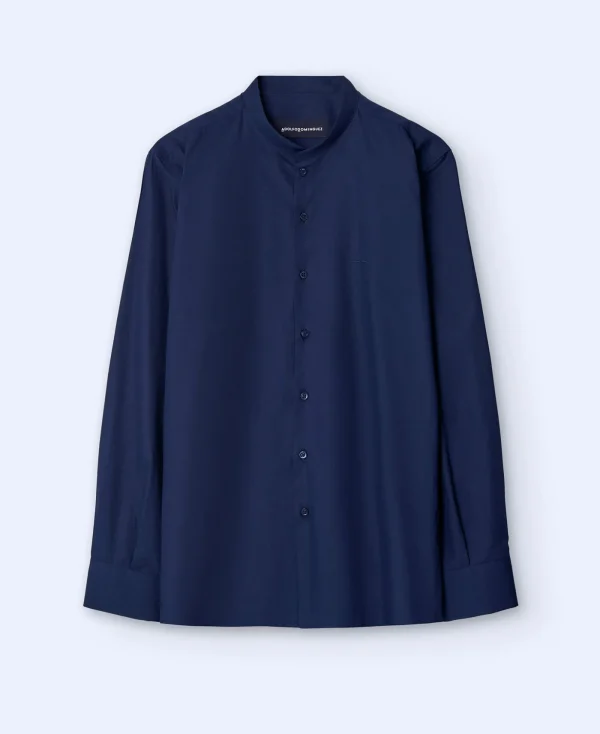Adolfo Dominguez Chemises*Chemise A Col Mao En Coton Biologique Bleu Marine