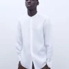 Adolfo Dominguez Chemises*Chemise A Col Mao En Lin Blanc