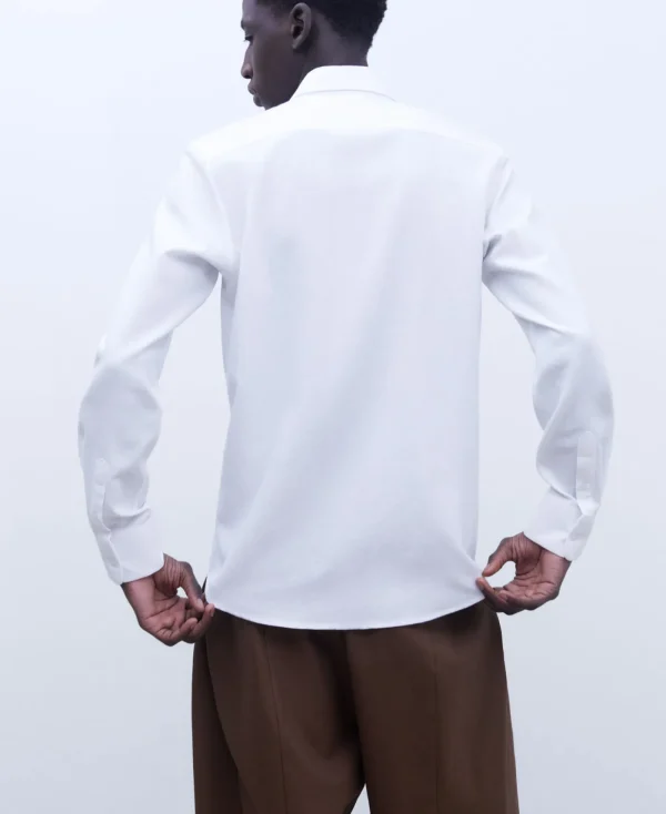 Adolfo Dominguez Chemises*Chemise A Col Mao En Lyocell Et Coton Blanc