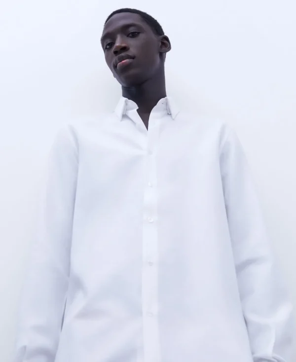 Adolfo Dominguez Chemises*Chemise A Col Mao En Lyocell Et Coton Blanc
