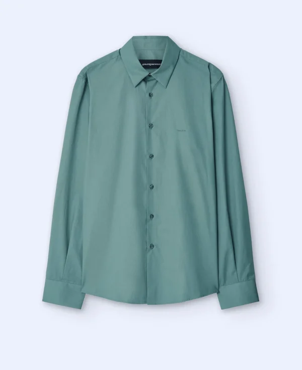 Adolfo Dominguez Chemises*Chemise A Col Revers En Coton Biologique Vert Gris