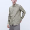 Adolfo Dominguez Chemises*Chemise A Col Revers En Lin Europeen Kaki
