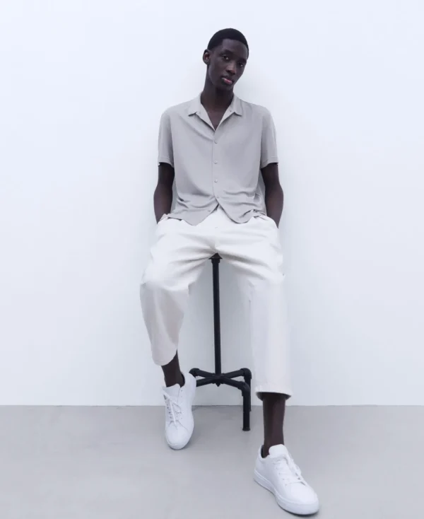 Adolfo Dominguez T-Shirts Et Polos*Chemise A Manches Courtes En Modal Gris Clair