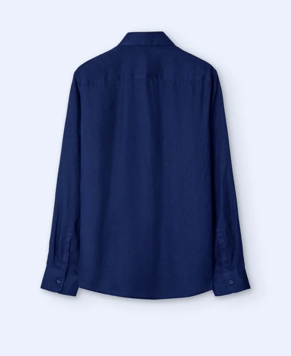 Adolfo Dominguez Chemises*Chemise Col A Revers En Lin Bleu Intense