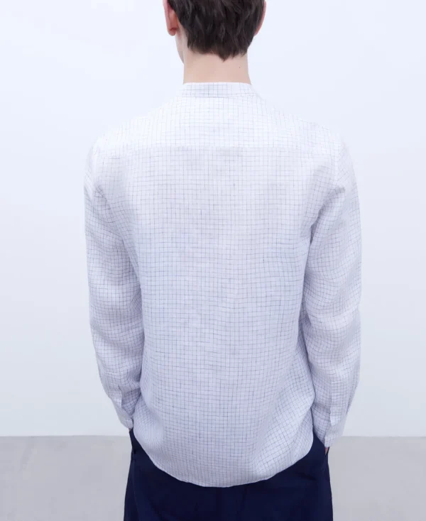 Adolfo Dominguez Chemises*Chemise En Lin Europeen Blanc/Bleu