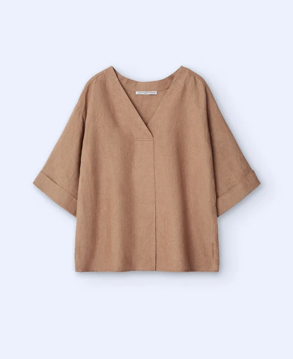 Adolfo Dominguez Chemises Et Tops*Chemise En Lin Europeen Camel