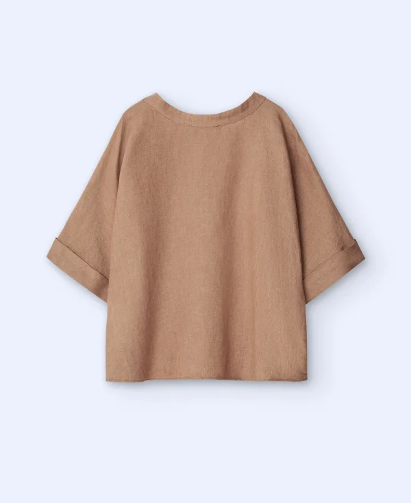 Adolfo Dominguez Chemises Et Tops*Chemise En Lin Europeen Camel