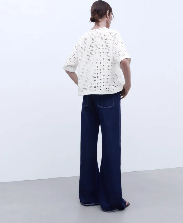 Adolfo Dominguez Chemises Et Tops*Chemisier A Encolure En V Avec Broderies Anglaises Blanc