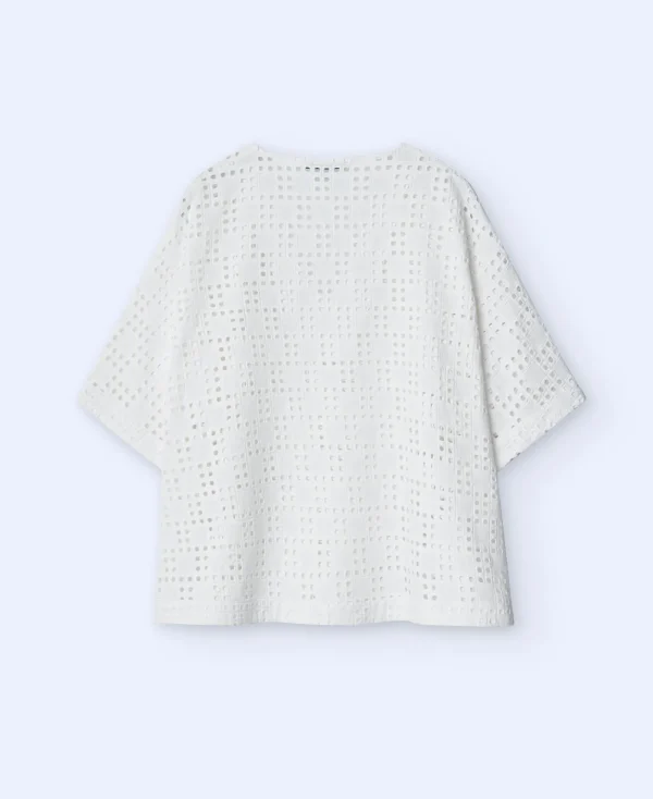 Adolfo Dominguez Chemises Et Tops*Chemisier A Encolure En V Avec Broderies Anglaises Blanc
