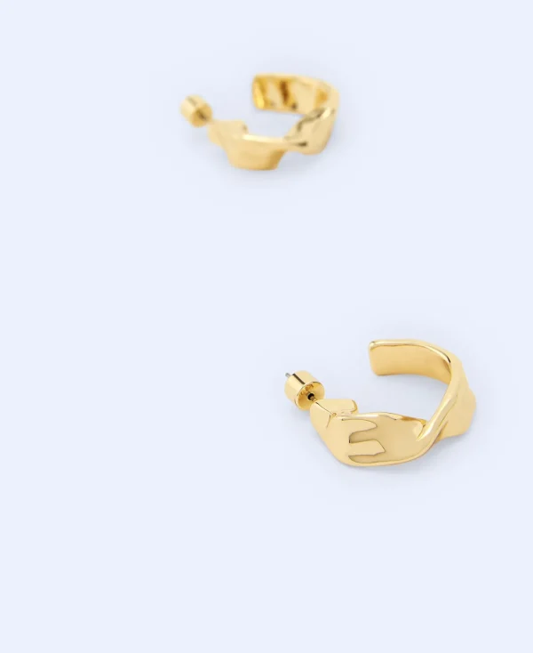 Adolfo Dominguez Bijuteria*Creoles En Laiton Motif Torsion Dore