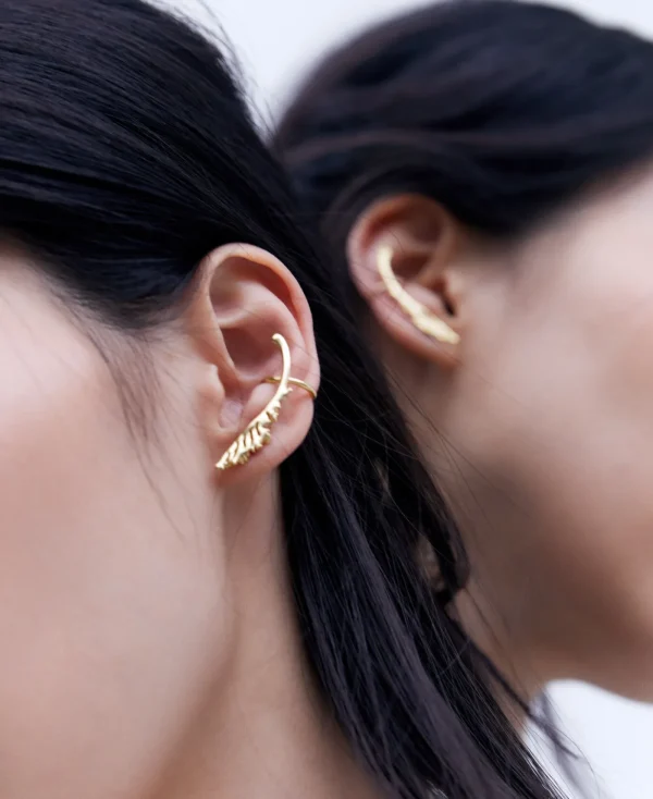 Adolfo Dominguez Bijuteria*Ear Cuff En Laiton A Motif Feuille De Chou Dore