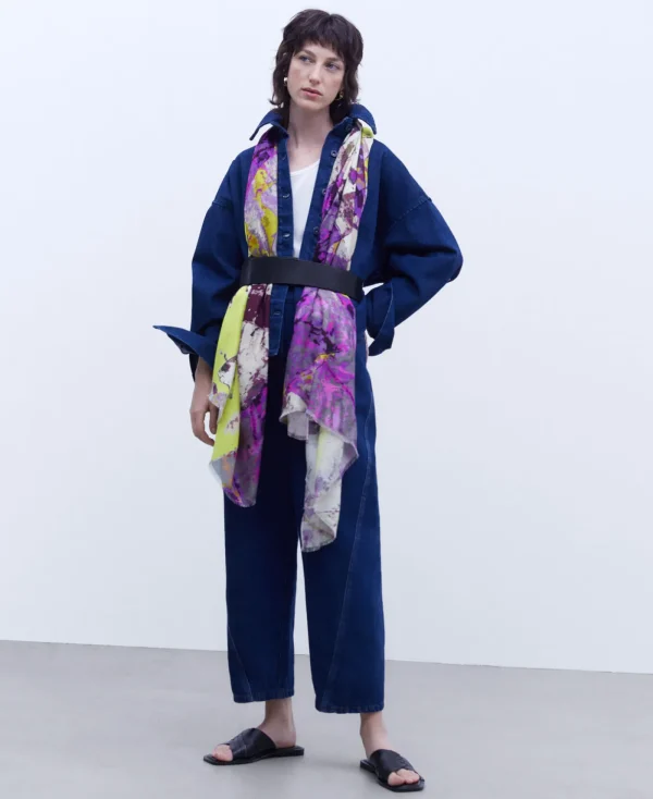 Adolfo Dominguez Foulard*Etole Imprimee En Modal Fuchsia