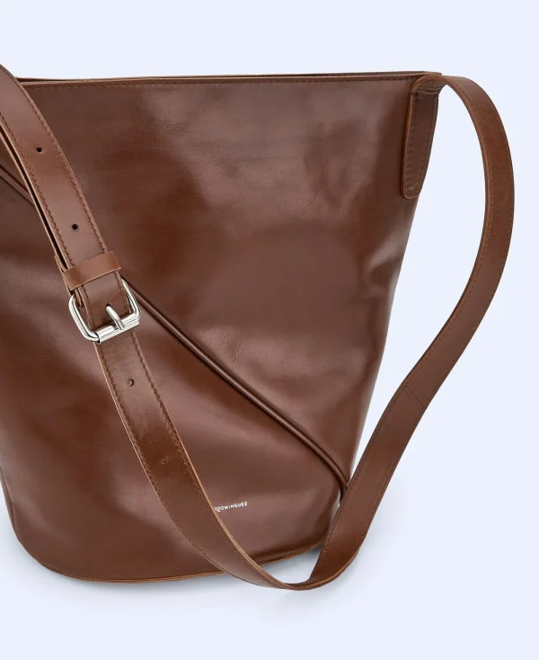 Adolfo Dominguez Sacs*Grand Sac Hobo En Cuir Responsable Cuir Fonce