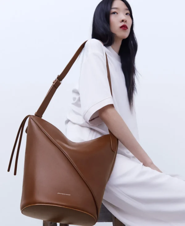Adolfo Dominguez Sacs*Grand Sac Hobo En Cuir Responsable Cuir Fonce