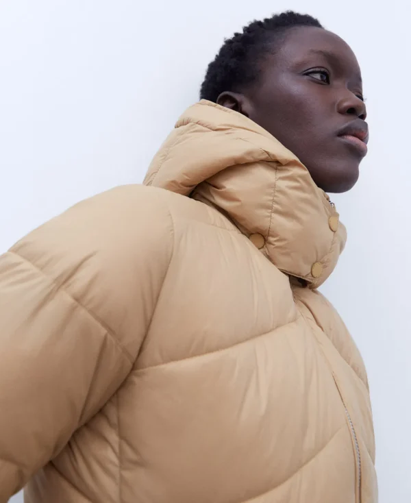 Adolfo Dominguez Vêtement D'Extérieur*Longue Veste Cintree Matelassee En Nylon Camel
