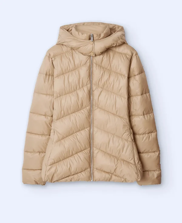 Adolfo Dominguez Vêtement D'Extérieur*Longue Veste Cintree Matelassee En Nylon Camel