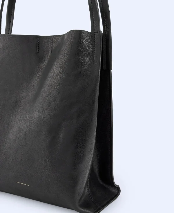 Adolfo Dominguez Sacs*Maxi Sac Shopper En Cuir De Vachette Noir