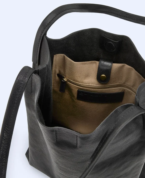 Adolfo Dominguez Sacs*Maxi Sac Shopper En Cuir De Vachette Noir