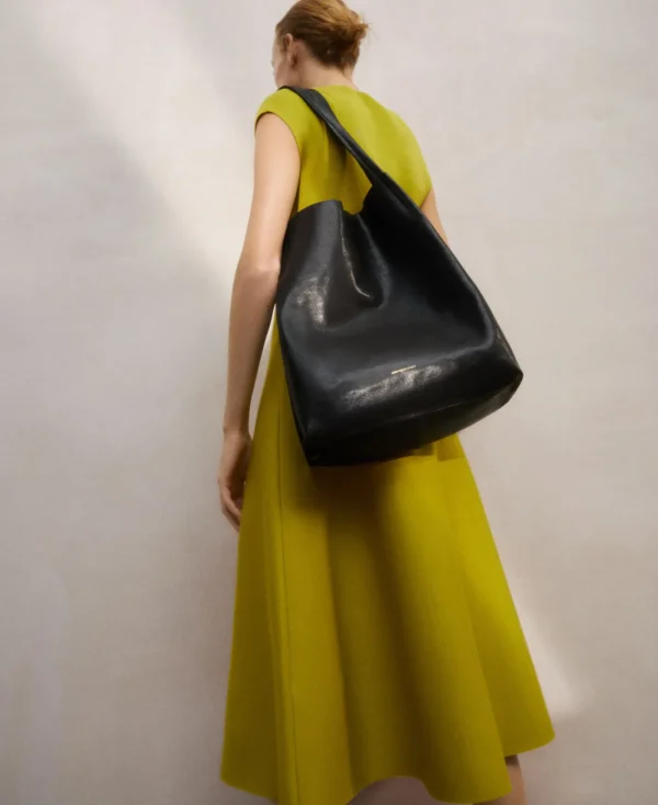 Adolfo Dominguez Sacs*Maxi Sac Shopper En Cuir De Vachette Noir