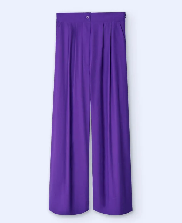 Adolfo Dominguez Pantalons*Pantalon Ample En Coton Violet