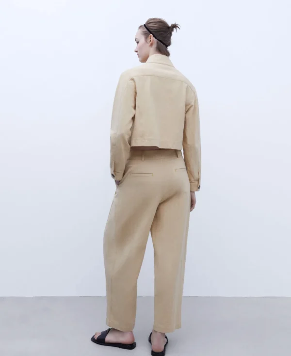 Adolfo Dominguez Pantalons*Pantalon Banane En Lin Et Coton Jaune Clair