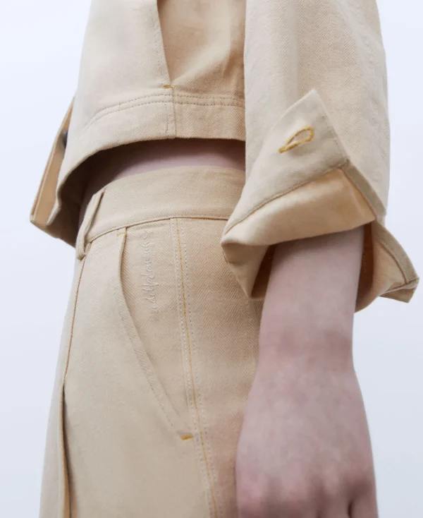 Adolfo Dominguez Pantalons*Pantalon Banane En Lin Et Coton Jaune Clair