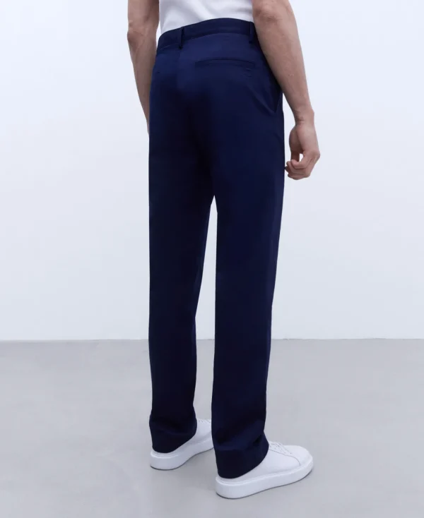 Adolfo Dominguez Pantalons*Pantalon Chino En Coton Serge Bleu Marine