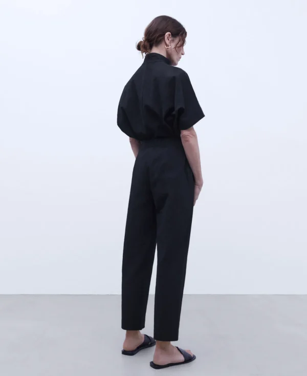 Adolfo Dominguez Pantalons*Pantalon Large Longueur Cheville En Coton Ethique Noir