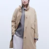 Adolfo Dominguez Vêtement D'Extérieur*Parka A Col Montant En Coton Et Nylon Camel