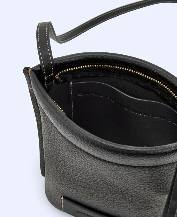 Adolfo Dominguez Sacs*Petit Sac A Bandouliere A Texture Grainee Noir
