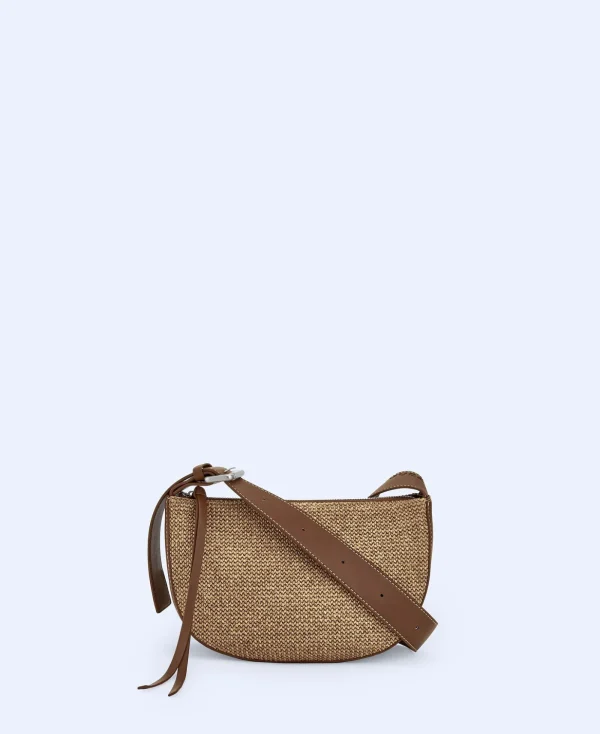 Adolfo Dominguez Sacs*Petit Sac A Bandouliere En Tissu Tresse Naturel