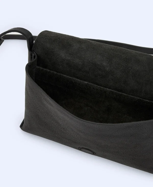 Adolfo Dominguez Sacs*Petit Sac A Bandouliere En Cuir De Vachette Noir