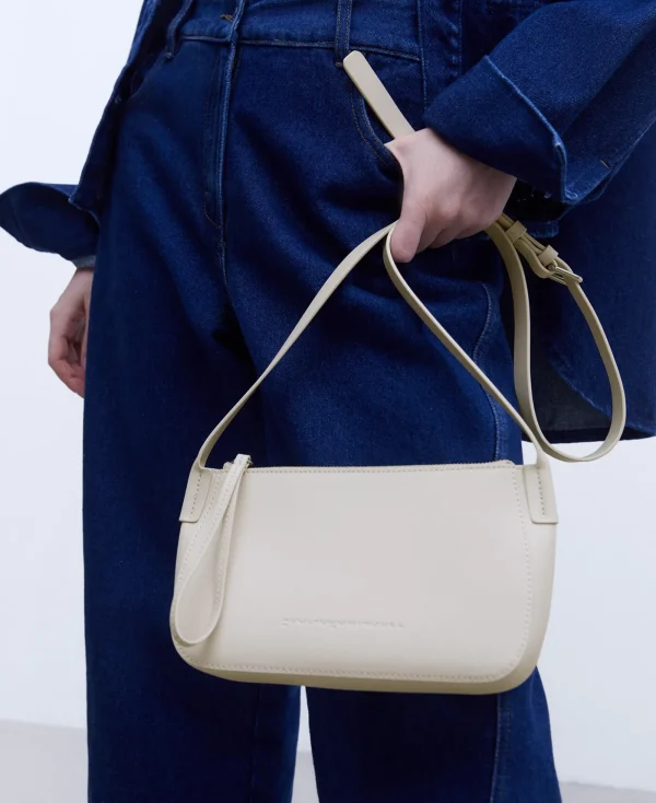 Adolfo Dominguez Sacs*Petit Sac A Bandouliere En Cuir De Vachette Ecru