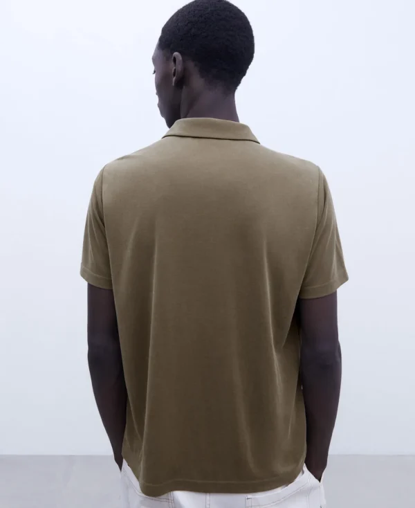 Adolfo Dominguez T-Shirts Et Polos*Polo A Deux Boutons En Modal Kaki