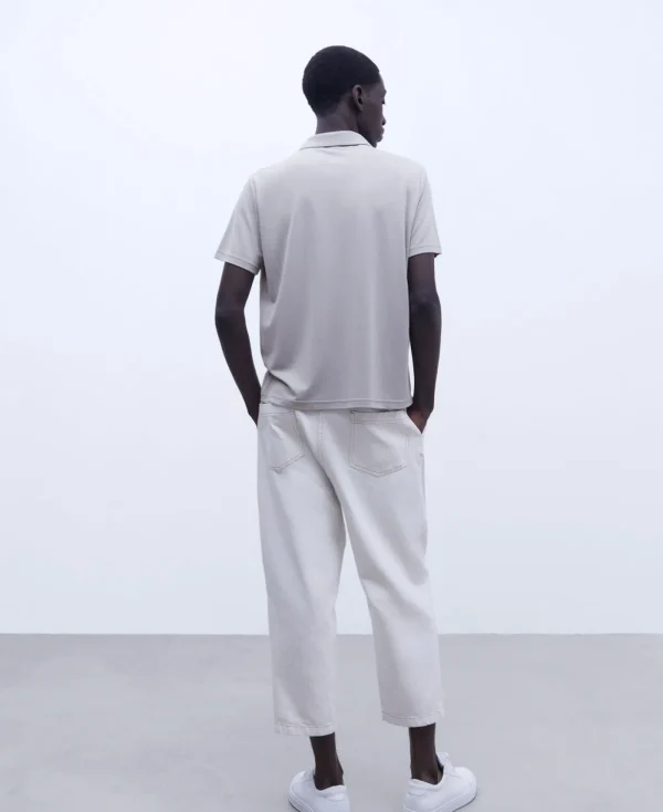 Adolfo Dominguez T-Shirts Et Polos*Polo A Deux Boutons En Modal Gris Clair