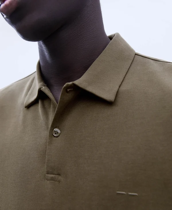 Adolfo Dominguez T-Shirts Et Polos*Polo A Deux Boutons En Modal Kaki