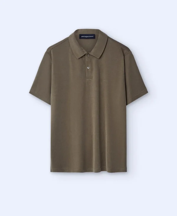Adolfo Dominguez T-Shirts Et Polos*Polo A Deux Boutons En Modal Kaki
