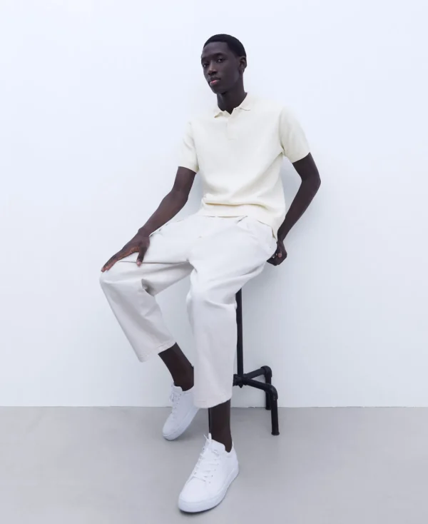 Adolfo Dominguez T-Shirts Et Polos*Polo En Maille De Coton Ecru