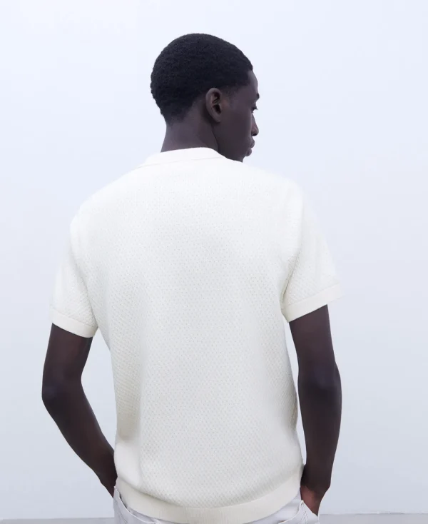 Adolfo Dominguez T-Shirts Et Polos*Polo En Maille De Coton Ecru
