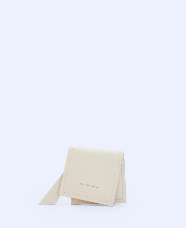 Adolfo Dominguez Maroquinerie*Porte-Billets Asymetrique En Cuir Blanc Casse
