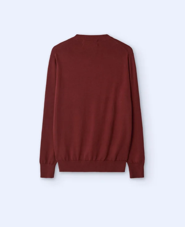 Adolfo Dominguez Mailles*Pull A Col En V En Coton Biologique Terracotta
