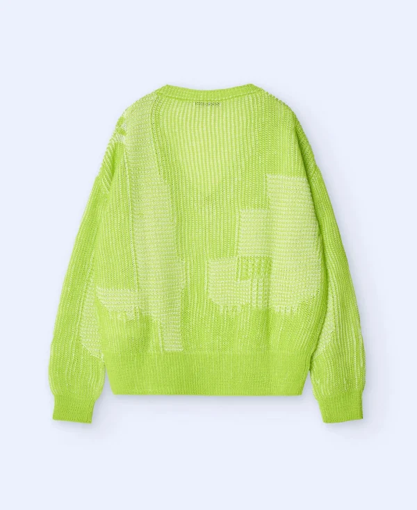Adolfo Dominguez Maille*Pull A Col En V En Jacquard Vert Pistache