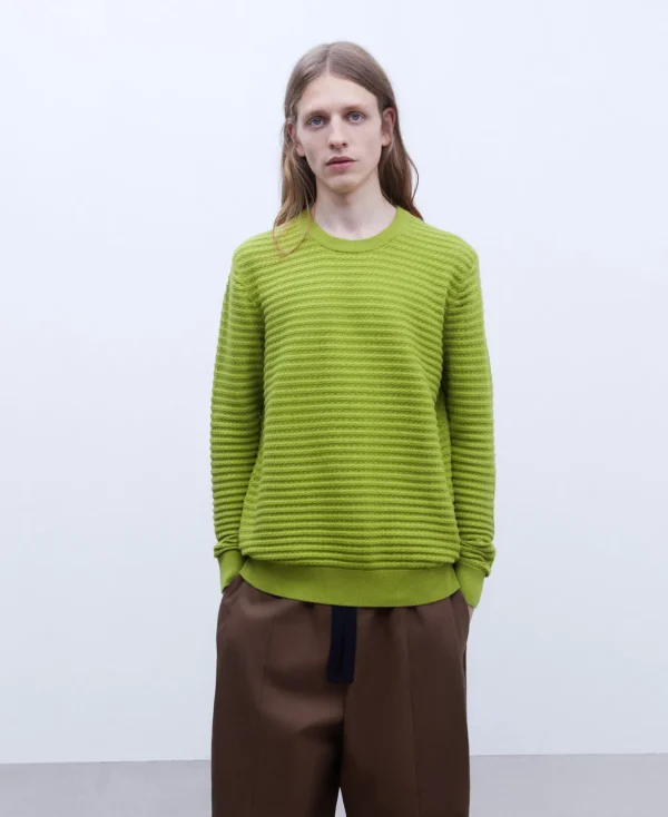 Adolfo Dominguez Mailles*Pull A Col Rond En Coton Vert
