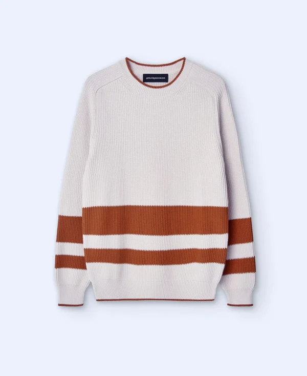 Adolfo Dominguez Mailles*Pull A Col Rond En Coton Blanc Casse