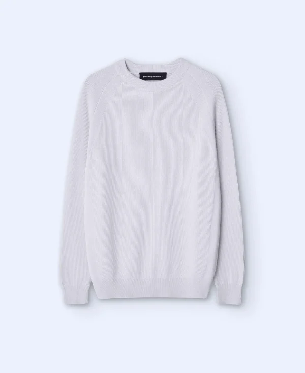 Adolfo Dominguez Mailles*Pull A Manches Raglan En Coton Blanc Casse