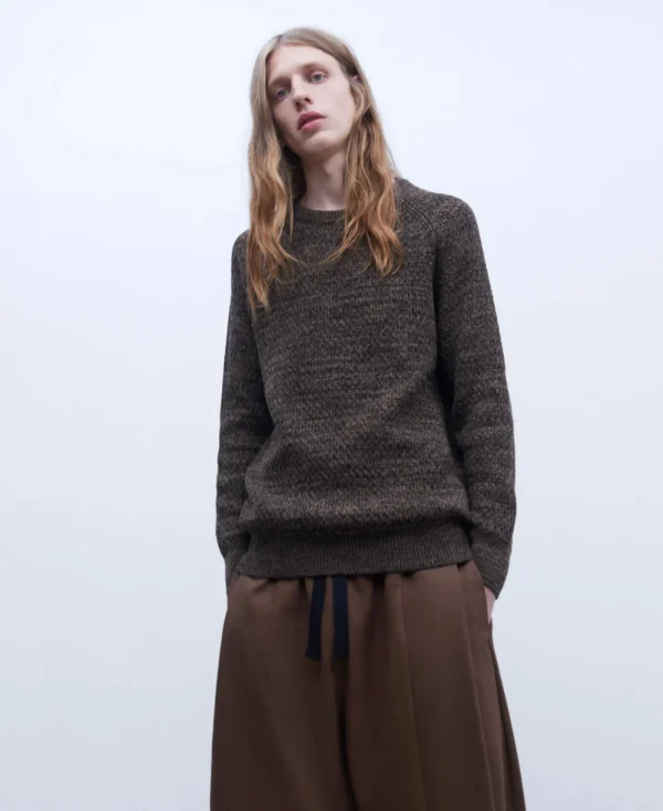 Adolfo Dominguez Mailles*Pull Chine En Coton Marron Imprime