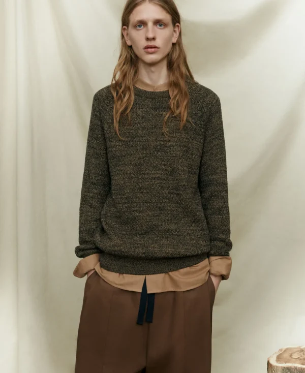 Adolfo Dominguez Mailles*Pull Chine En Coton Marron Imprime